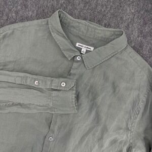 Banks Journal Shirt Mens Large Green Linen Long Sleeve Button Down